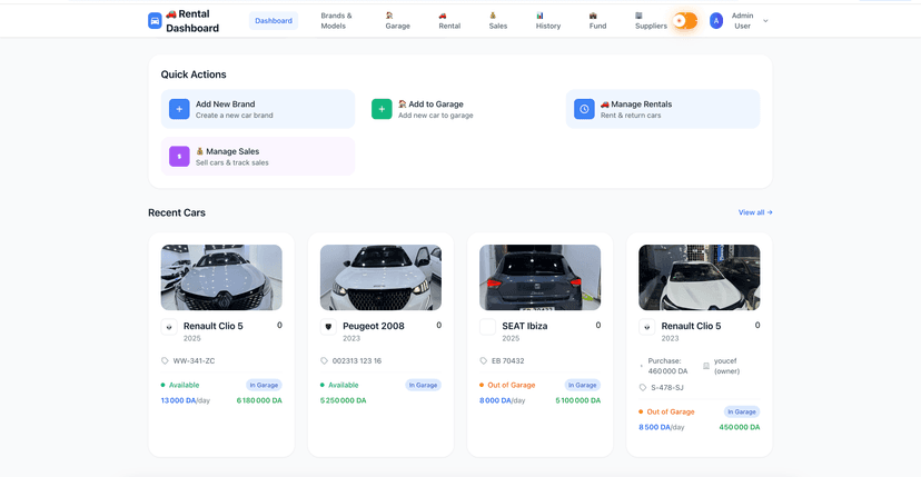 Car Rental Dashboard - BrothersCars - Screenshot 2
