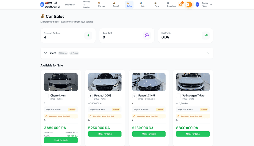 Car Rental Dashboard - BrothersCars - Screenshot 3
