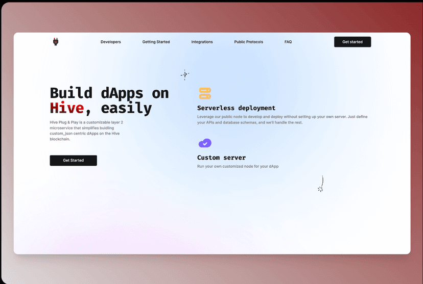 Hive Plug & Play - dApp Development Platform - Screenshot 1